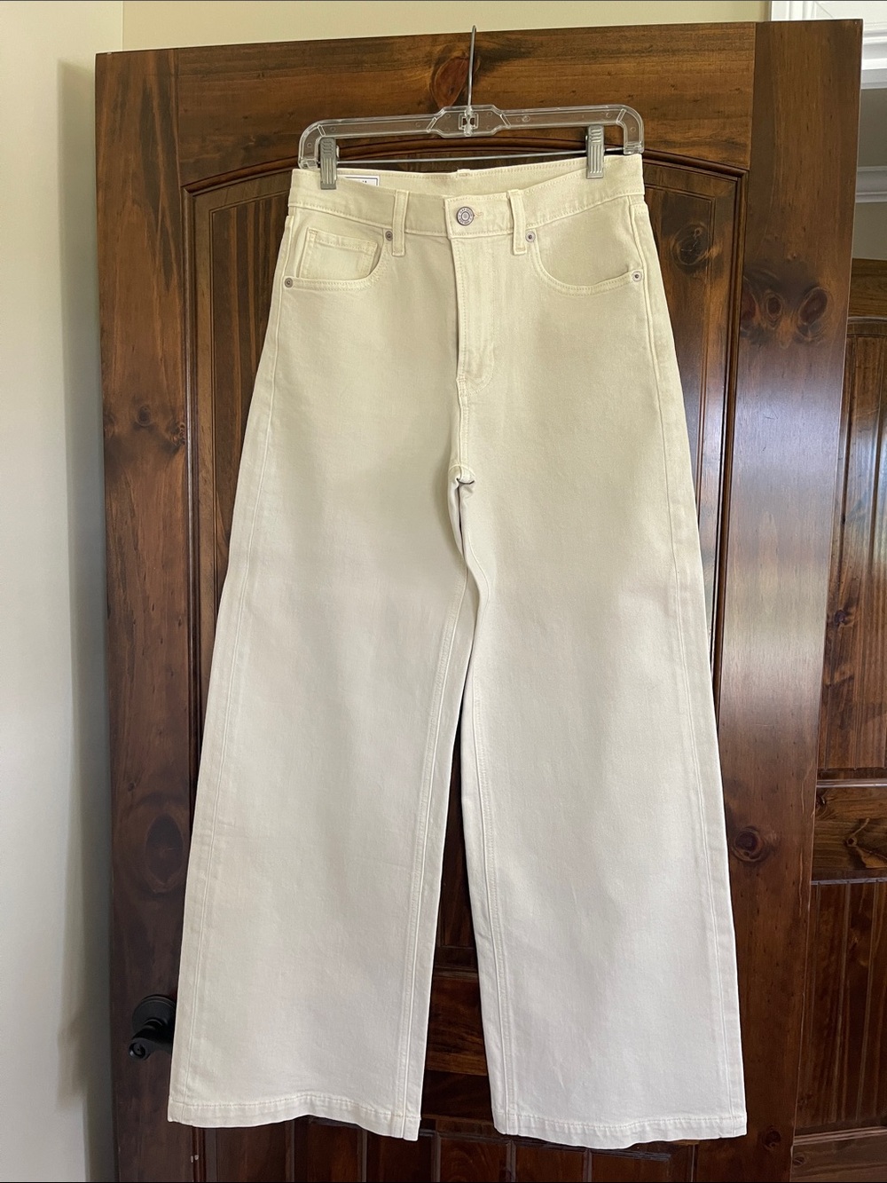 GAP Cream High-Rise Wide Leg Jeans